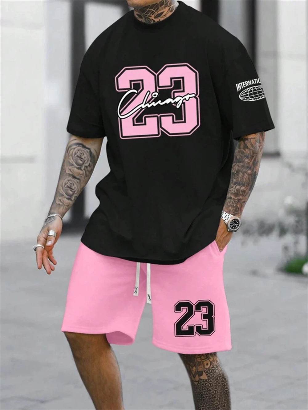 Buycenter Men's Casual Short-Sleeved Color Matching Shorts - Sports Leisure - Buy Center US