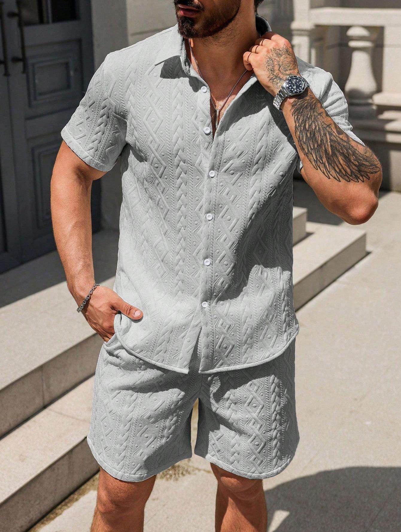 Buycenter Men's Casual Short Sleeve Shirt & Shorts - Lightweight & Stylish - Buy Center US