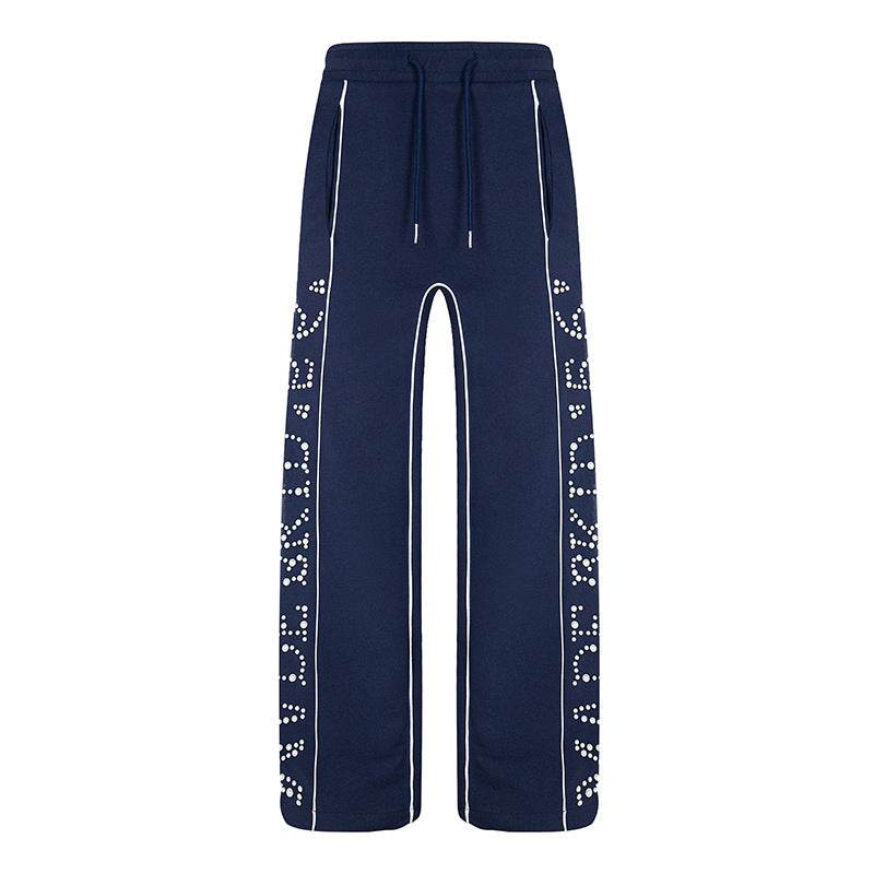 Casual Loose Hot Diamond Letter Stripes Sports Pants for Men - Buy Center US