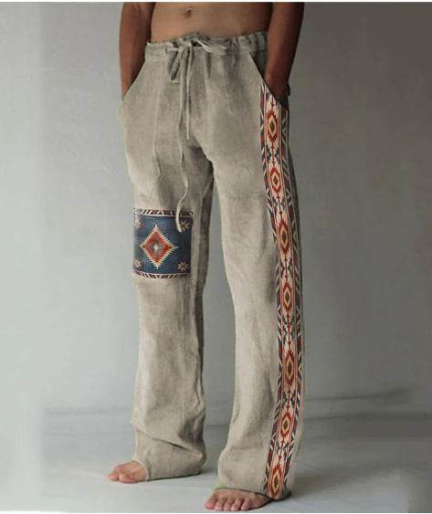 Men's Loose Casual Linen Pants - Printed, Comfortable, Available in Sizes S-6XL - Buy Center US