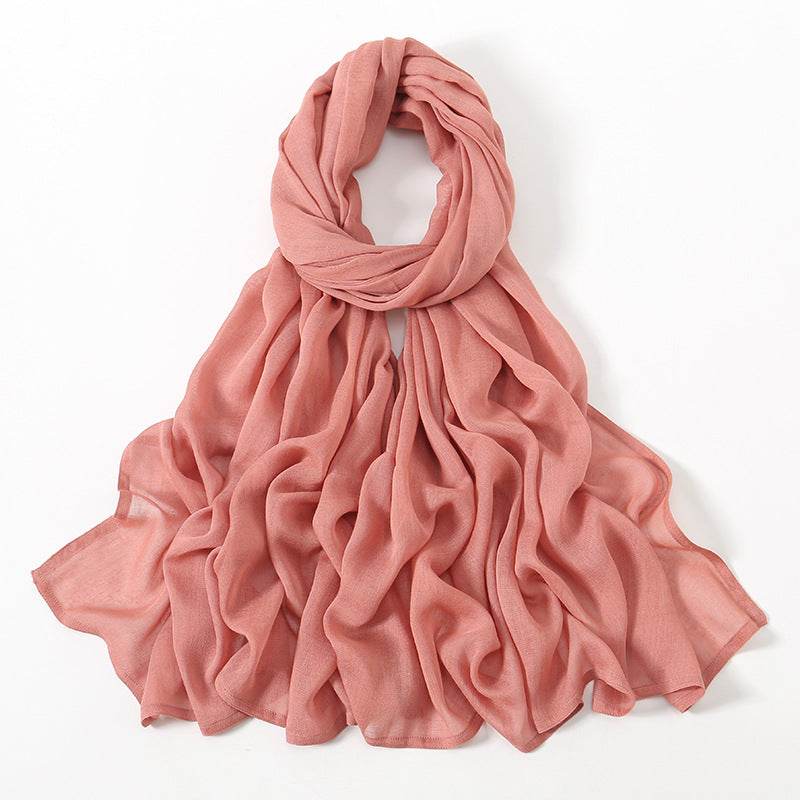 Lightweight Solid Color Rayon Scarf - Breathable & Versatile for Summer - Buy Center US