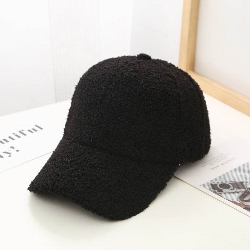 Korean Style Lambswool Baseball Cap for Women - Summer Solid Color - Buy Center US