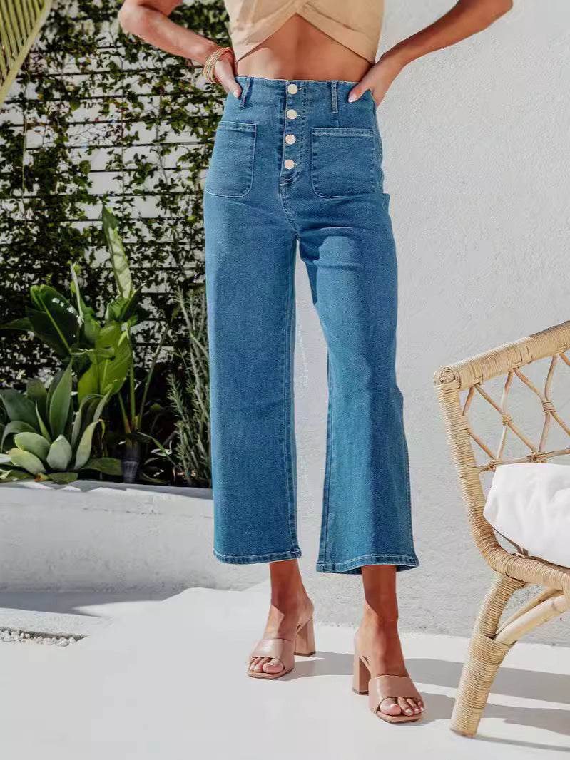 High Waist Wide Leg Jeans for Women - Retro Loose Straight Cut - Buy Center US