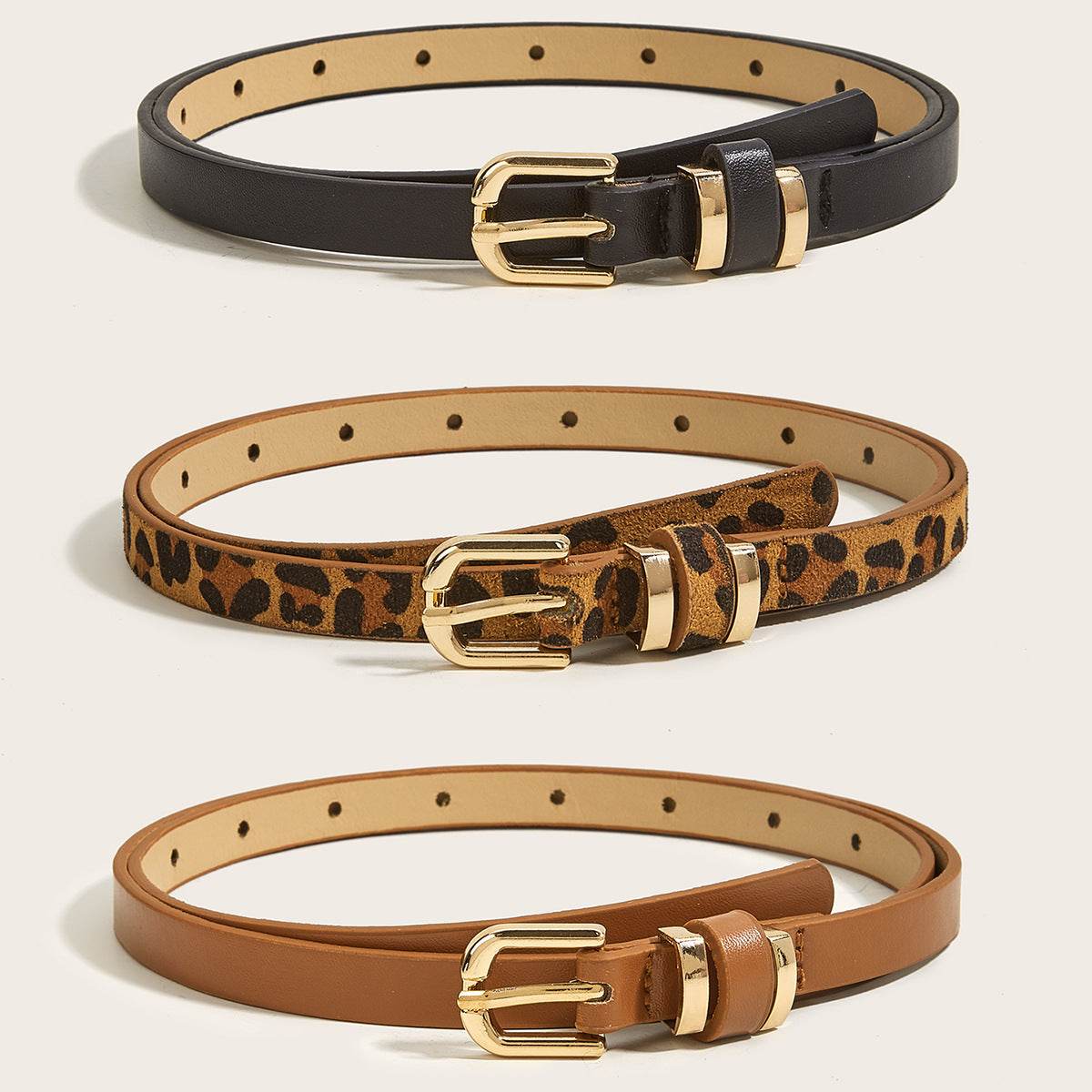 Retro Thin Pin Buckle Belt - All-Match Style in Black, Camel & Leopard - Buy Center US
