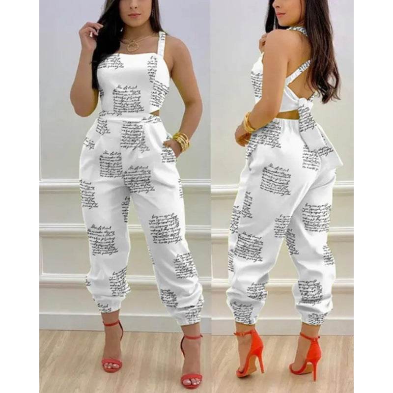 Fashion Bowknot Women's Jumpsuit - Colorful Floral Printed Romper - Buy Center US