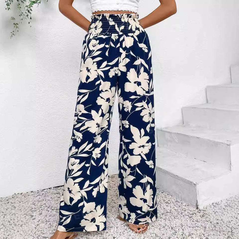 Stylish High Waist Flower Print Wide Leg Pants - Casual & Comfortable - Buy Center US
