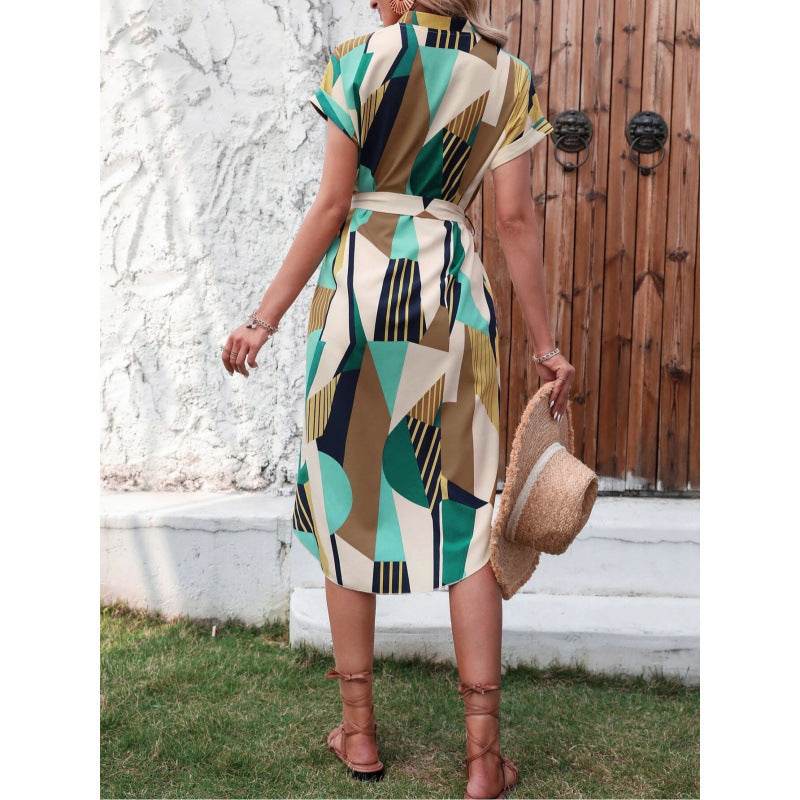 Elegant Lace-Up Dress - European & American Style, Mid-Length Skirt - Buy Center US