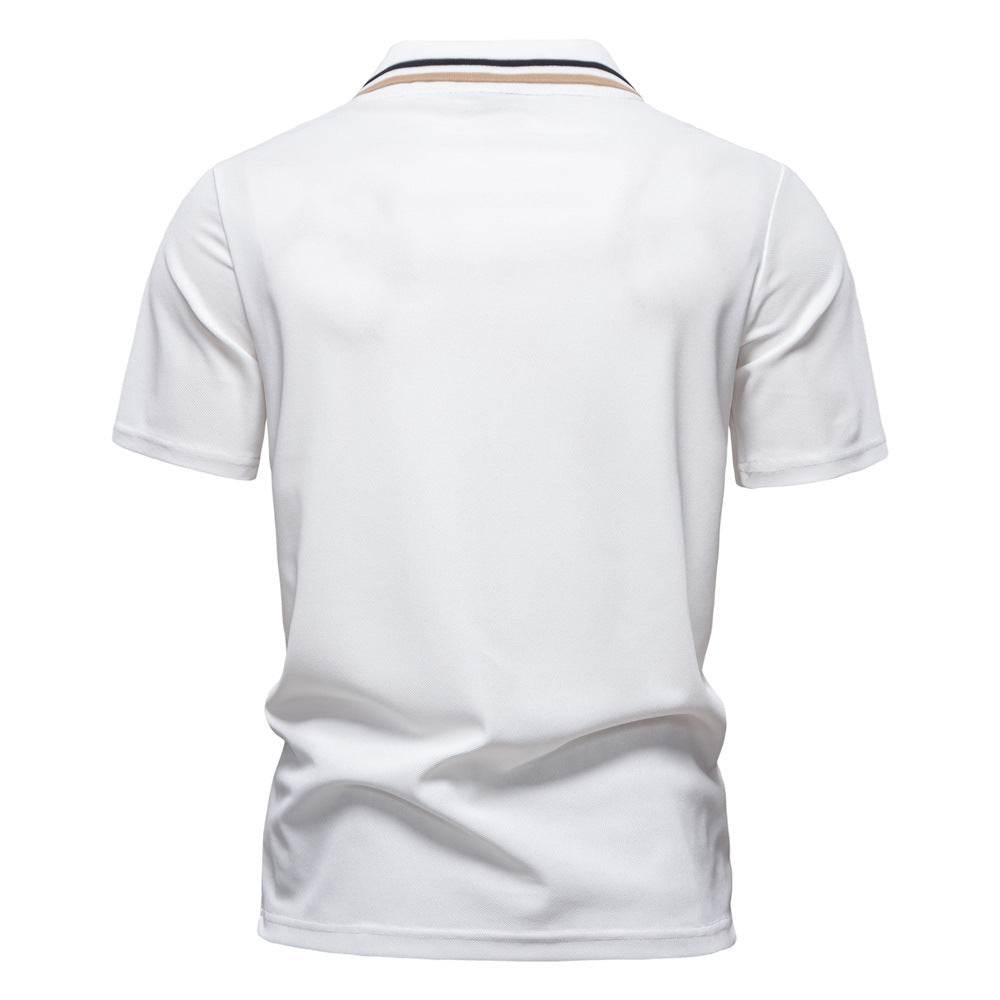 Men's Short-Sleeved Striped Polo Shirt - Casual Business Top for Summer - Buy Center US