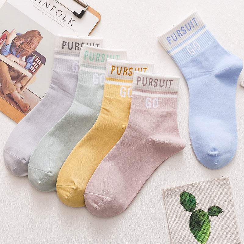 Cute Brown Striped Couple Socks - Autumn/Winter Middle Calf Style - Buy Center US