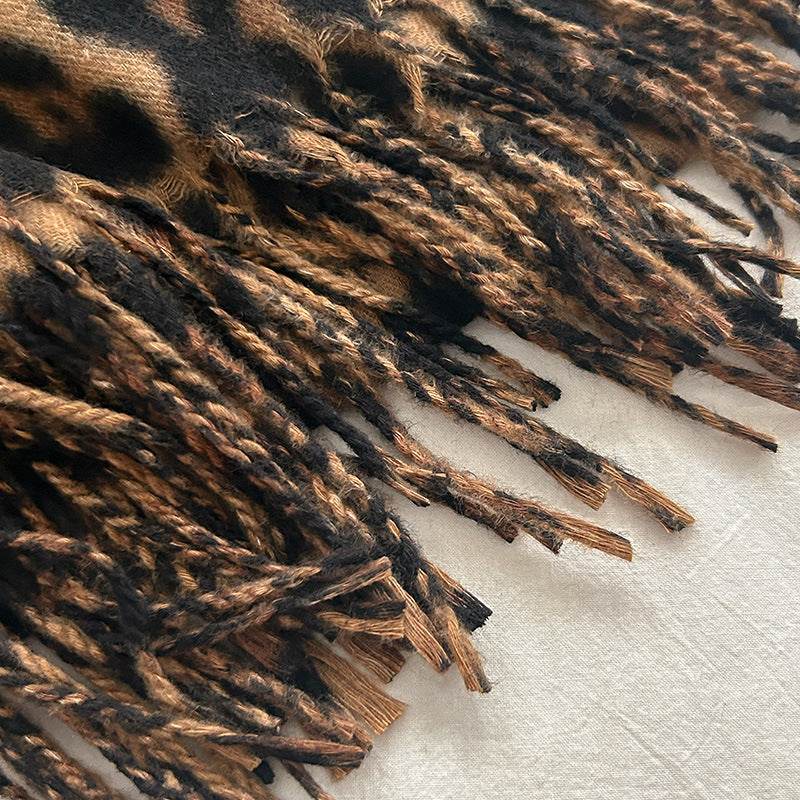 Vintage Leopard Print Cashmere Scarf - Warmth & Style for Winter - Buy Center US