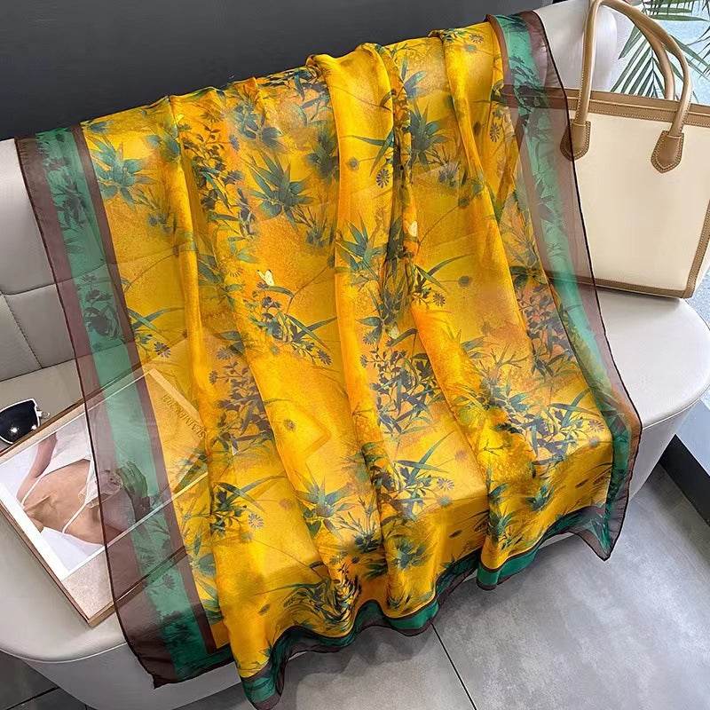 Peony Silk Scarf for Women - Long, Lightweight Sun Protection Accessory - Buy Center US