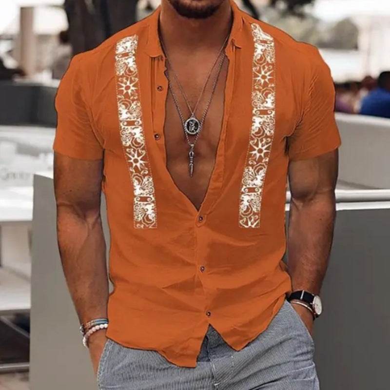 Buycenter Men's Hawaiian Shirt - Striped Beach Short Sleeve Casual Attire - Buy Center US