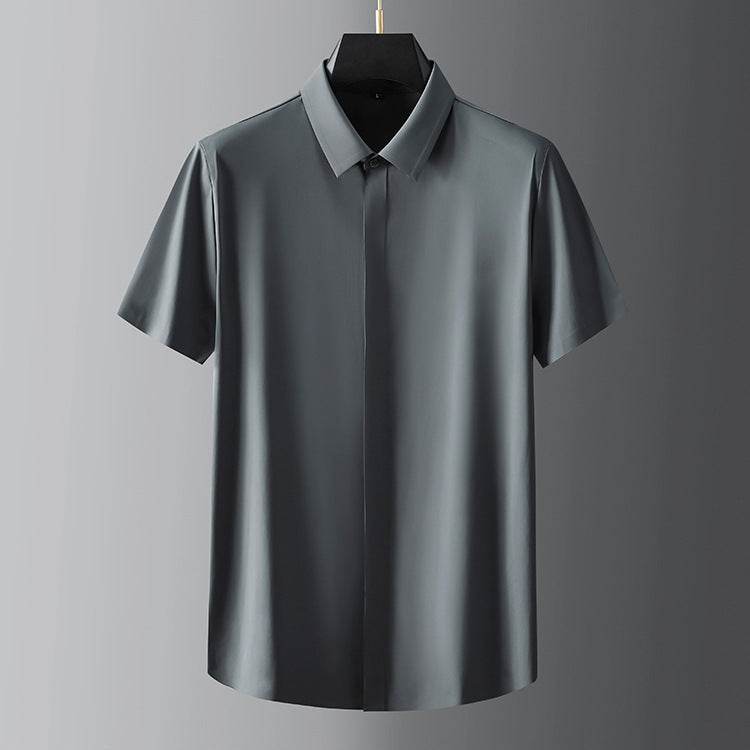 Buycenter Men's Casual Short-Sleeve Shirt Suit - Blue & Gray Trousers - Buy Center US