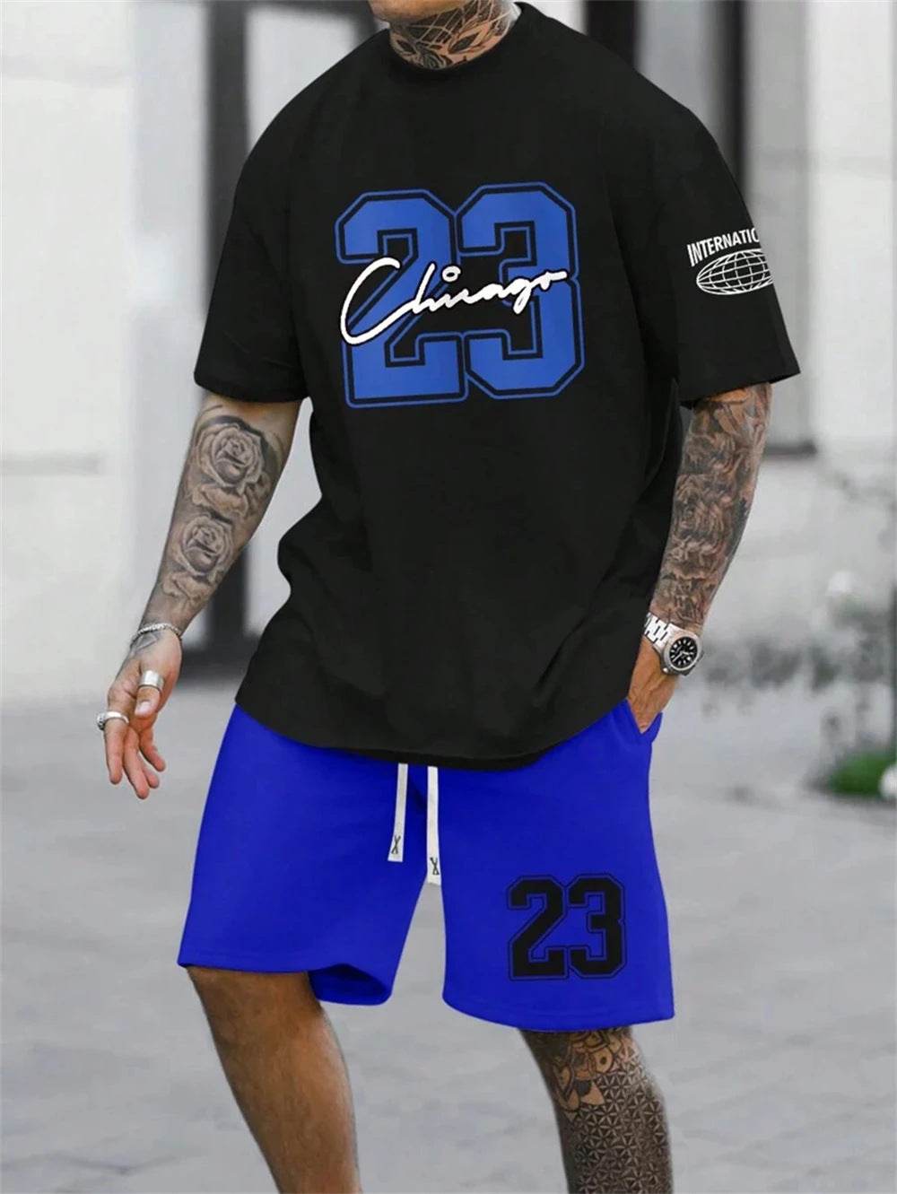 Buycenter Men's Casual Short-Sleeved Color Matching Shorts - Sports Leisure - Buy Center US