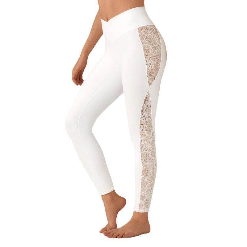 Slim Lace Stitching Yoga Leggings - High Top Fitness Pants for Women - Buy Center US