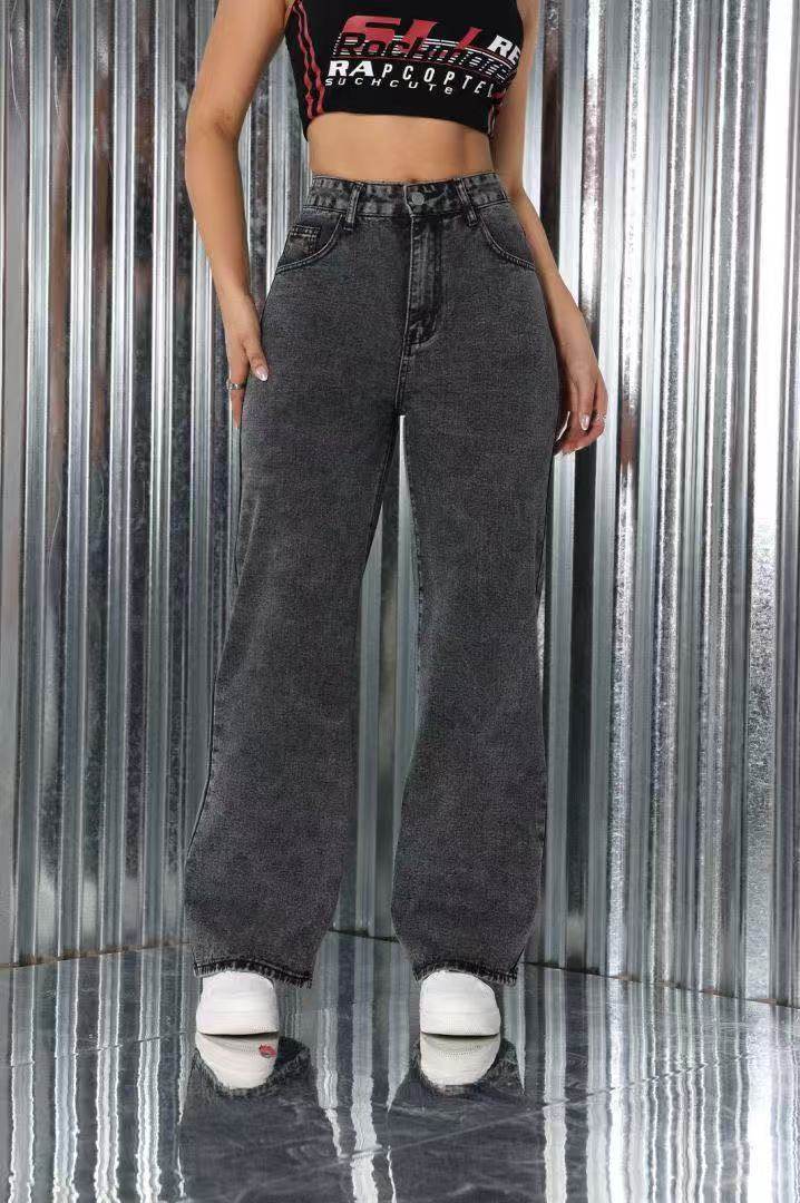High Waist Embroidered Jeans for Women - Casual Loose Trousers - Buy Center US