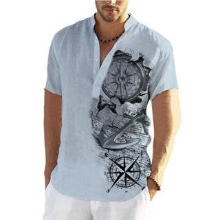 Buycenter Men's Linen Plaid Sleeve Shirt - Casual Fashion Top S-6XL - Buy Center US