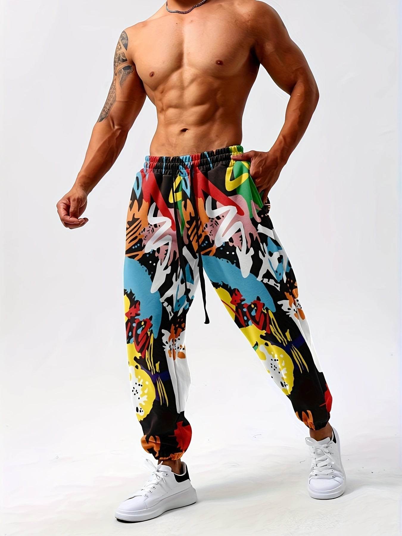 Colorful Men's Casual Sweatpants - Stylish Printed Trousers for All Sizes - Buy Center US