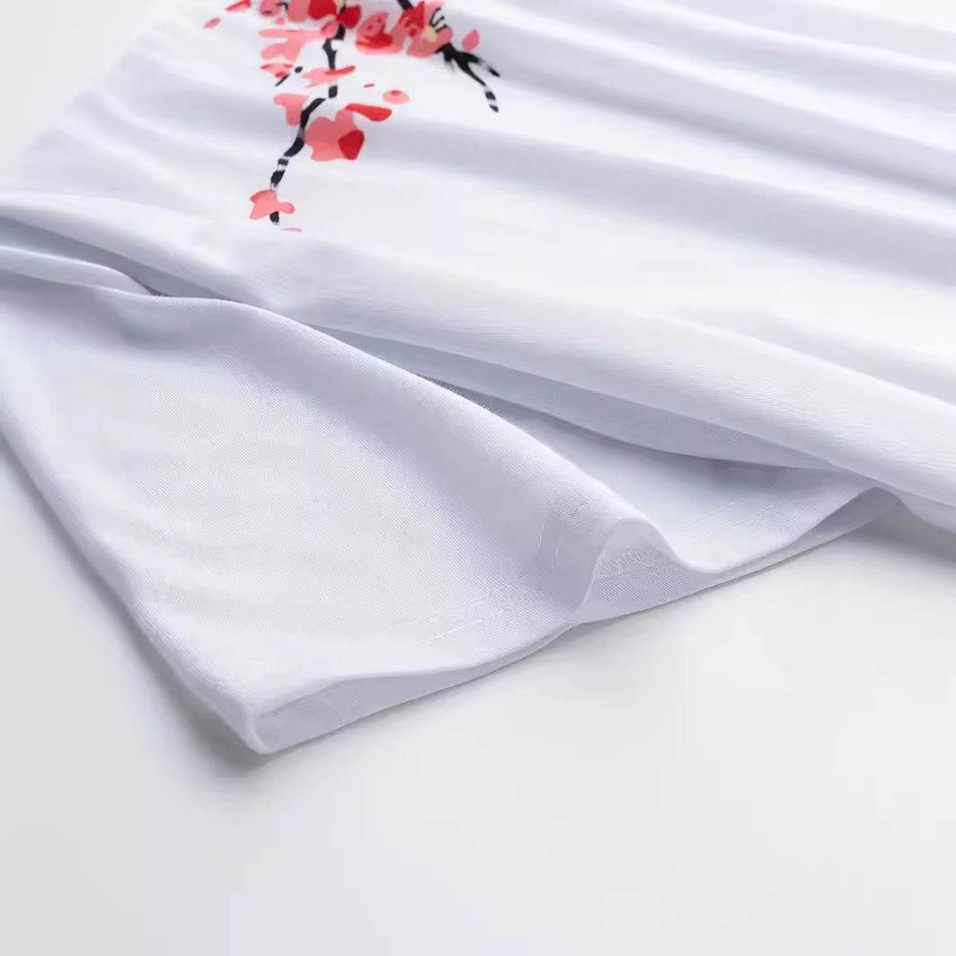 Men's Round Neck Cotton T-Shirt - Digital Floral Print, Short Sleeves - Buy Center US