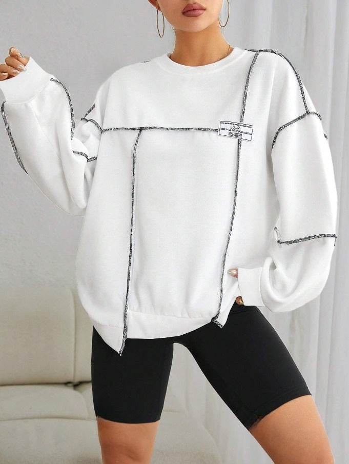 Casual Loose Round Neck Women's Sweater - Korean Style, Lantern Sleeves - Buy Center US