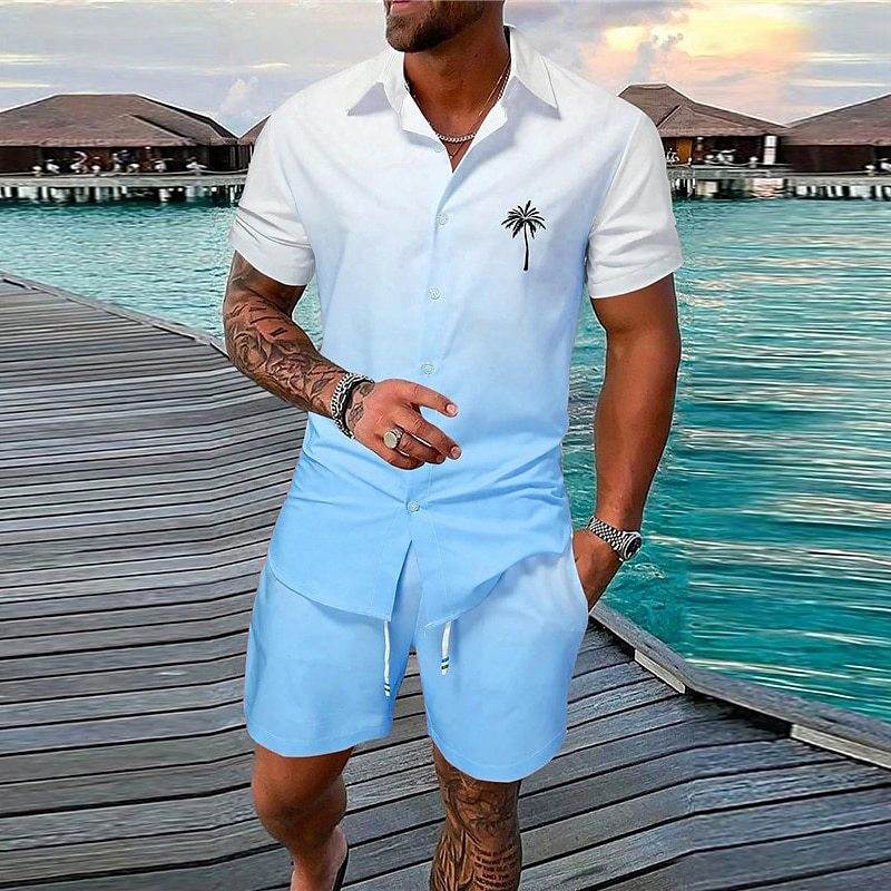 Buycenter Gradient 3D Printing Shorts Set - Stylish Outdoor Short-Sleeved Wear - Buy Center US