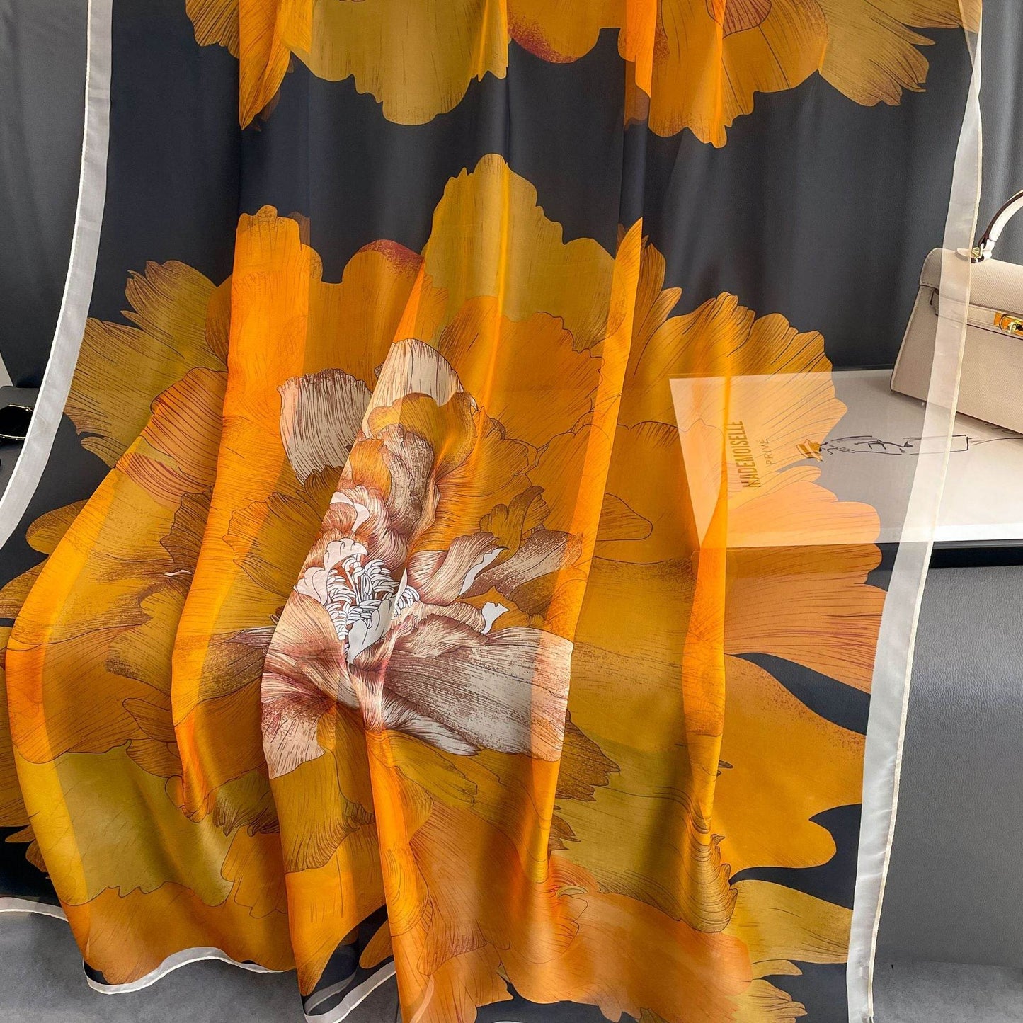 Peony Silk Scarf for Women - Long, Lightweight Sun Protection Accessory - Buy Center US