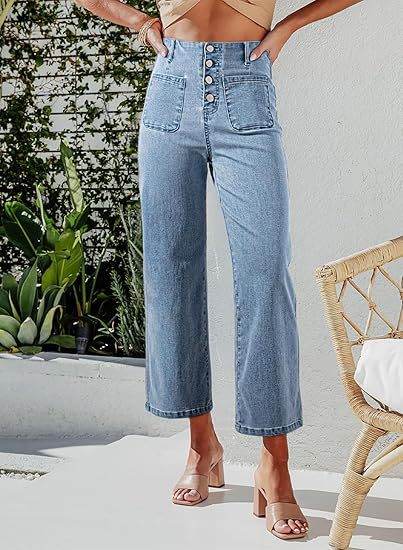 High Waist Wide Leg Jeans for Women - Retro Loose Straight Cut - Buy Center US