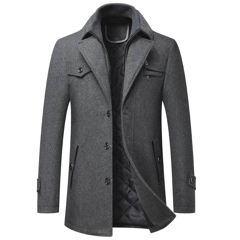 Buycenter Men's Woolen Overcoat Jacket - Thickened, Stylish & Versatile - Buy Center US