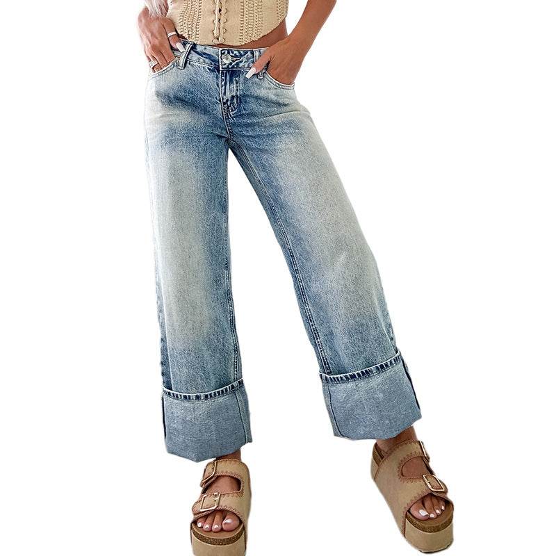 Women's High Waist Straight Pants - Retro European & American Style - Buy Center US