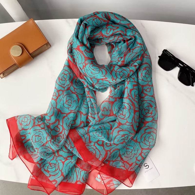 Fashionable Yourou Yarn Rose Scarf for Women - Stylish 135x180cm Design - Buy Center US