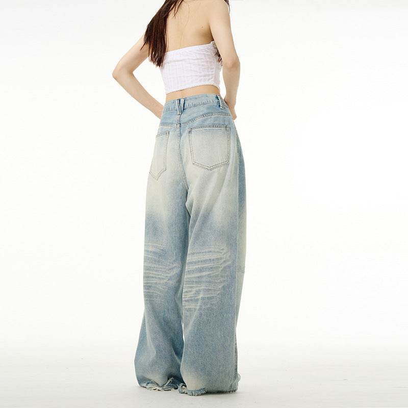 Water Washed Wide Jeans for Men and Women - Mid Waist, Micro Elasticity - Buy Center US