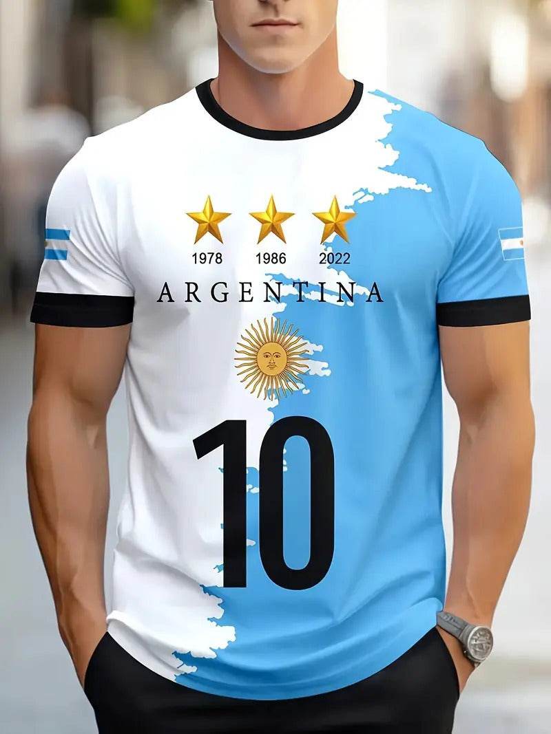 Men's Summer Color Contrast Round Neck T-Shirt - Short Sleeve Polyester - Buy Center US
