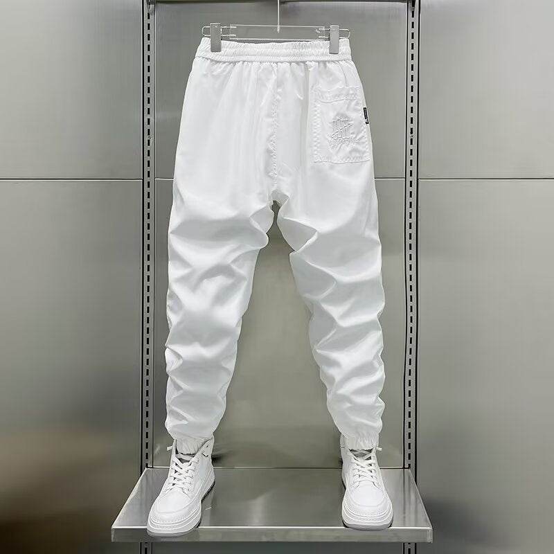 Men's Quick-Drying Solid Color Sports Pants - Ankle-Tied Casual Fit - Buy Center US
