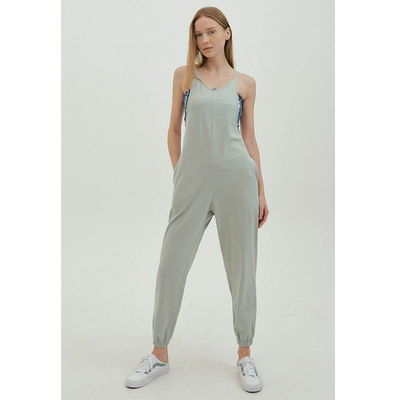 Fashion One-Piece Yoga Pants - Back Strap Solid Color for Fitness - Buy Center US