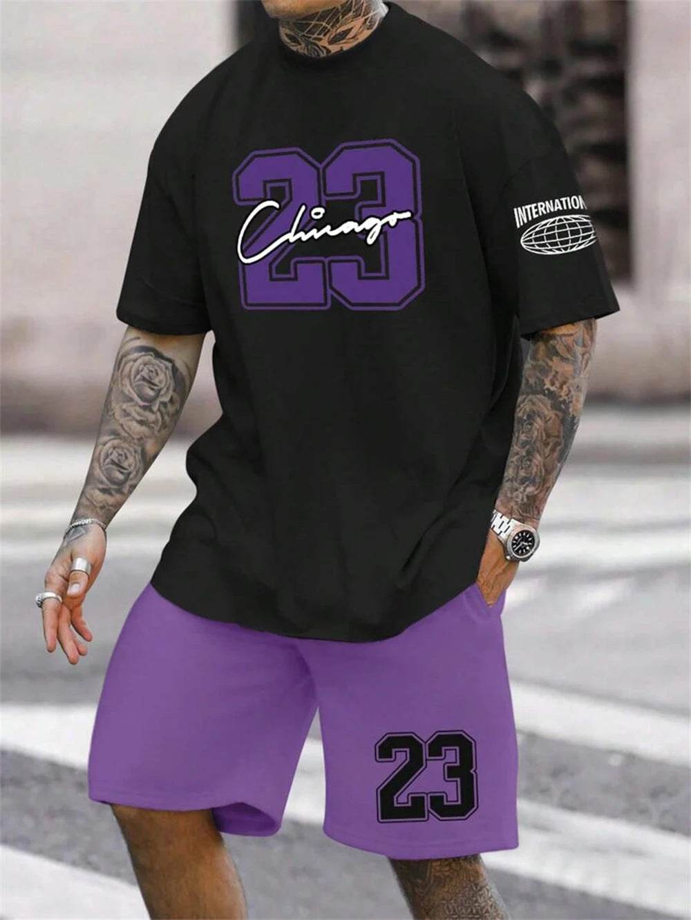 Buycenter Men's Casual Short-Sleeved Color Matching Shorts - Sports Leisure - Buy Center US