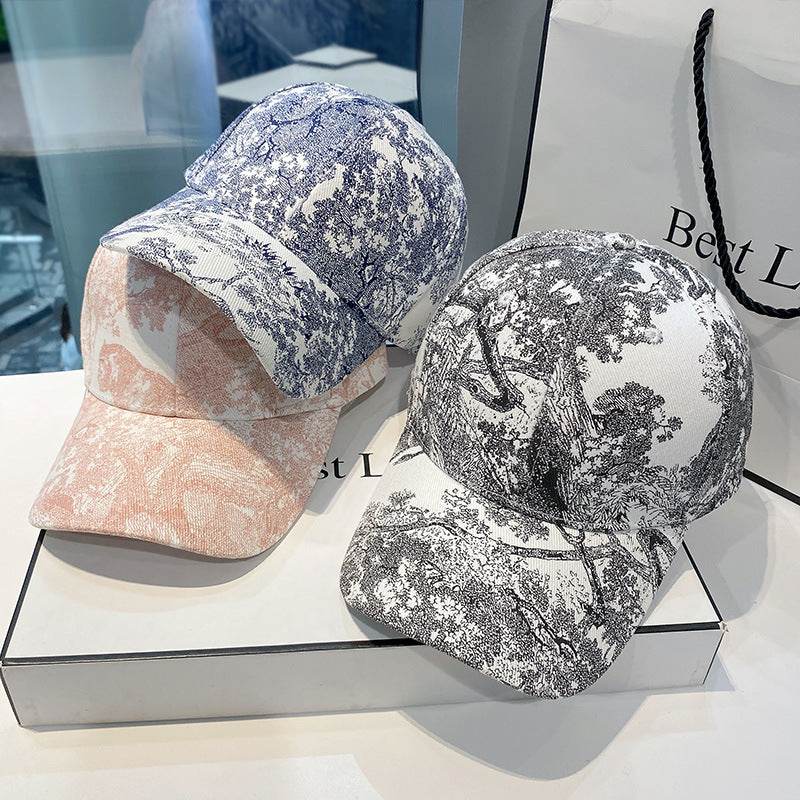 All-Matching Printed Peaked Cap - Adjustable Cotton Baseball Hat for Sun Protection - Buy Center US