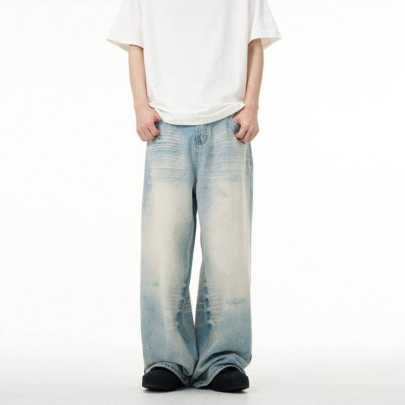 Water Washed Wide Jeans for Men and Women - Mid Waist, Micro Elasticity - Buy Center US