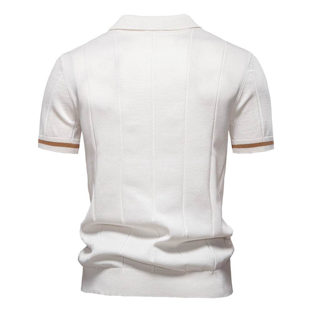 Men's Business Casual Woolen Polo Shirt – Stylish Zipper Detail, Multiple Colors - Buy Center US