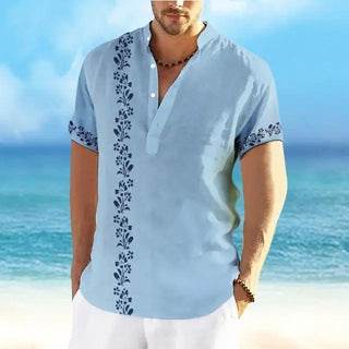 Buycenter Men's Linen Plaid Sleeve Shirt - Casual Fashion Top S-6XL - Buy Center US