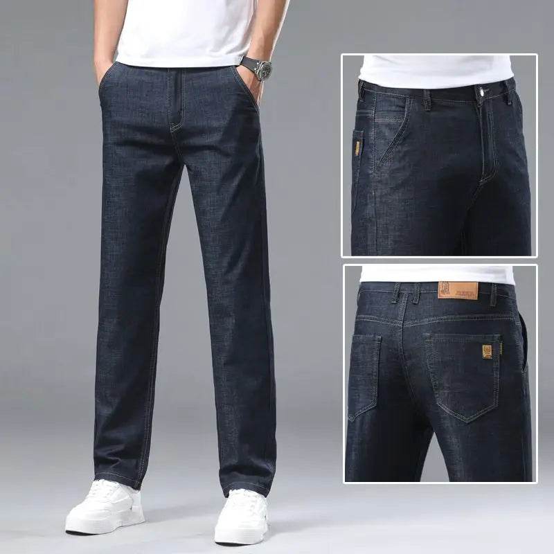 Stylish Light Blue Slim Men's Jeans - Casual Stretch Denim Trousers - Buy Center US