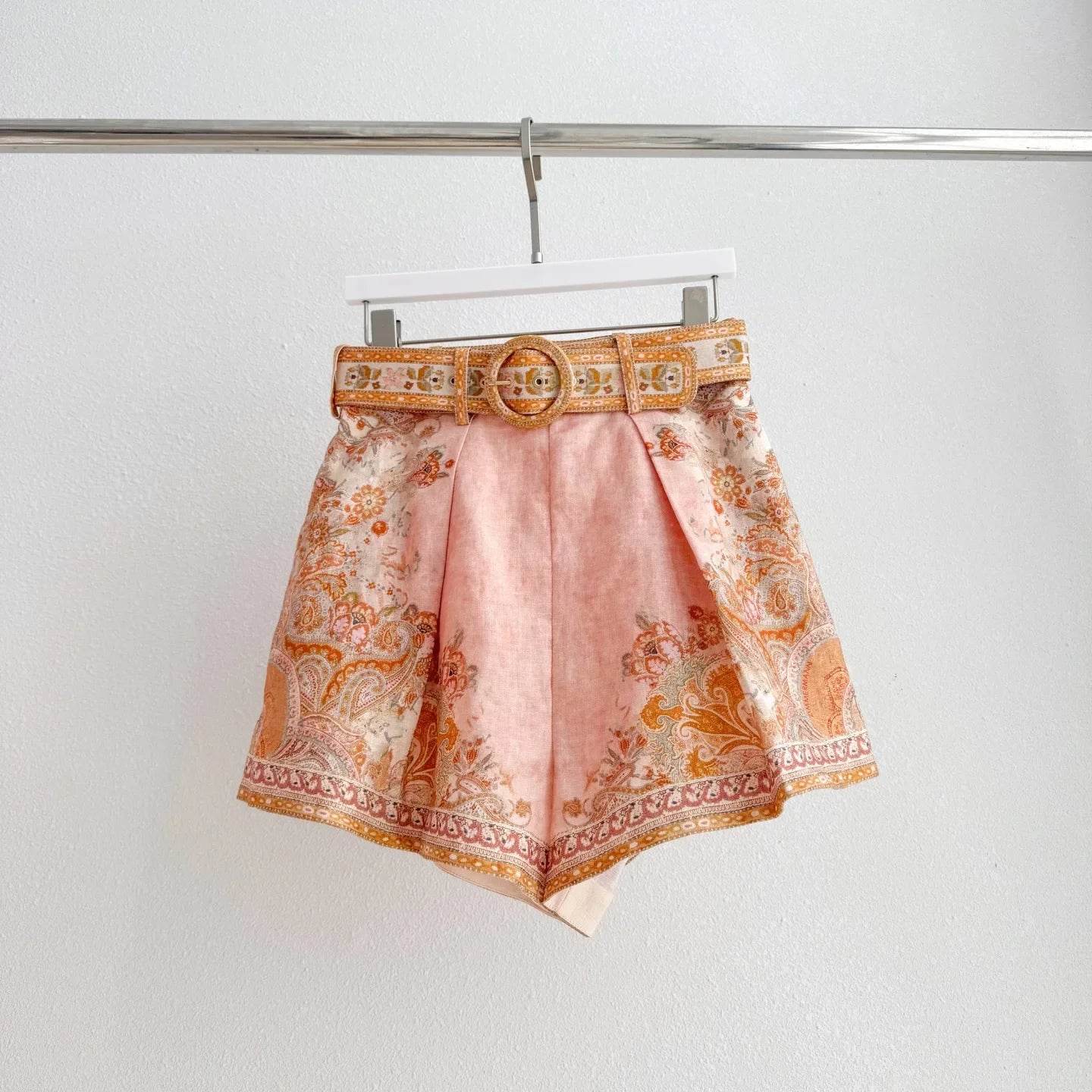 Vintage Floral Print Women’s Beach Set - Blouse & High Waist Shorts - Buy Center US