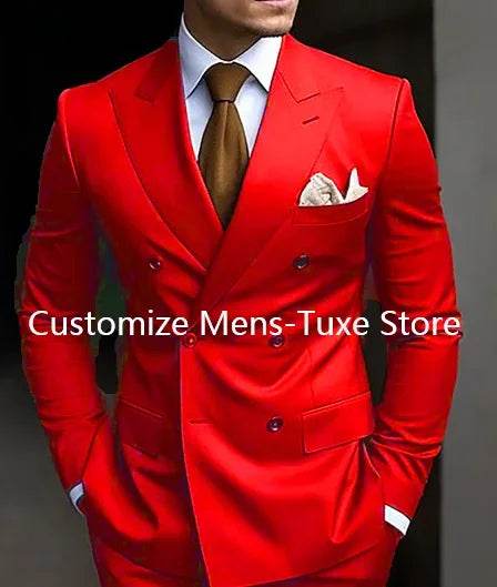 High Quality Brown Men's Suits - Double Breasted Slim Fit Blazer & Pants - Buy Center US