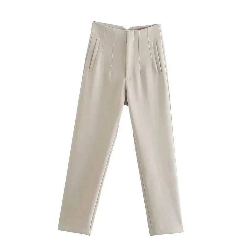 TRAF Women's High Waist Trousers - Formal & Casual Cropped Pants - Buy Center US