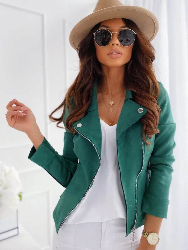 Shuangfuxiang Women's Vintage Cowboy Coat - Slim Fit with Zipper - Buy Center US