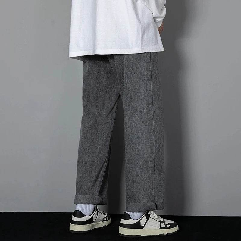 Men's Straight Leg Casual Jeans - Baggy Korean Streetwear Denim - Buy Center US