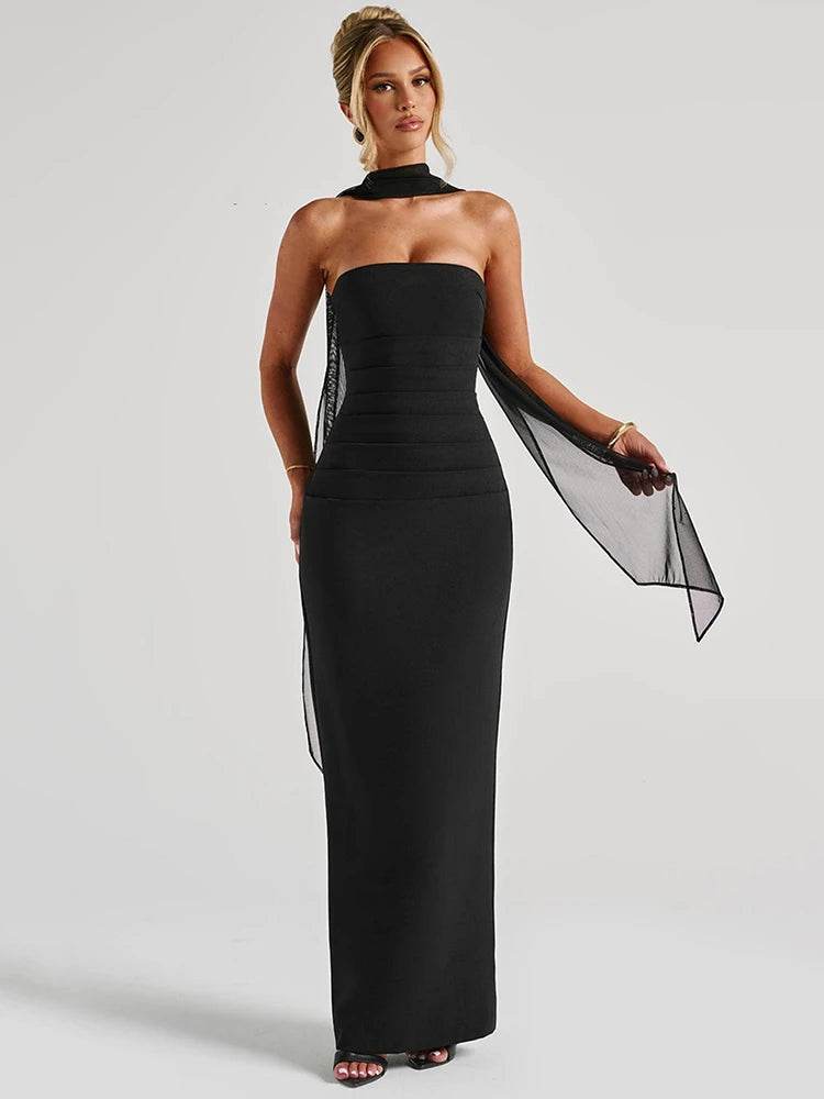 Mozision Strapless Maxi Dress - Sexy Bodycon Club Wear for Women - Buy Center US
