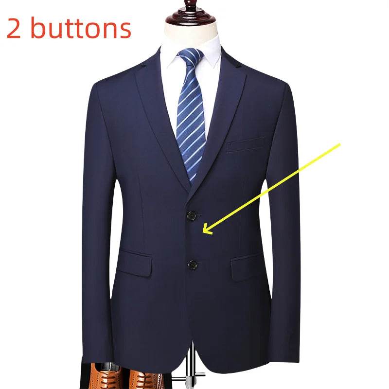 Men's Fashion Blazer - Solid Color British Style for Work & Weddings - Buy Center US