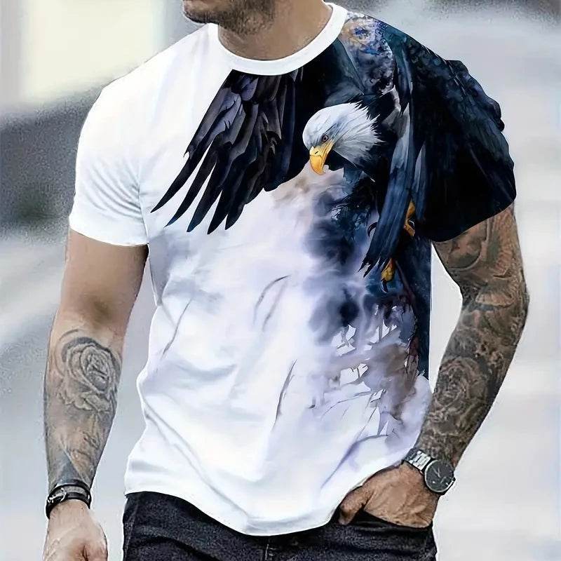 Retro Eagle 3D Print T-Shirt for Men - Casual Short Sleeve Tee - Buy Center US