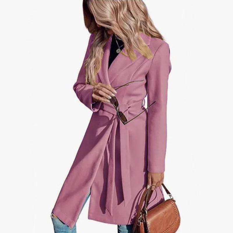 RVHSW Women's One Button Woolen Belt Coat - Elegant Streetwear Fall - Buy Center US