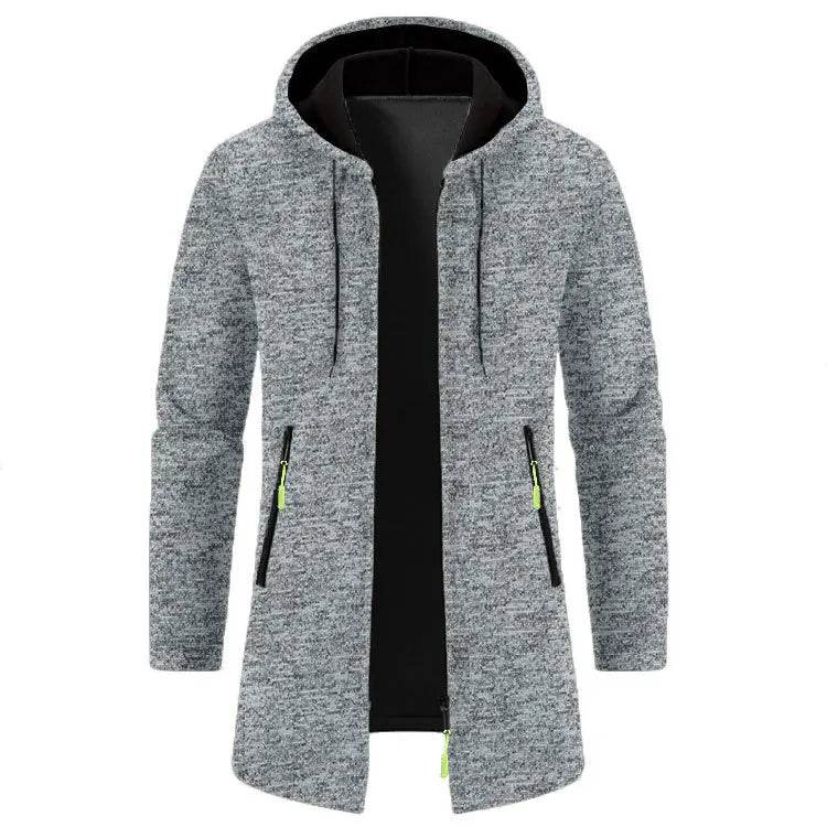 Men's Casual Long-Sleeved Hooded Cardigan Jacket - Solid Color Zipper Style - Buy Center US